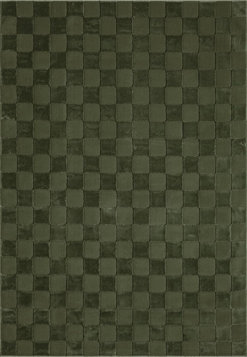 Green Checkered Area Rug 6x9