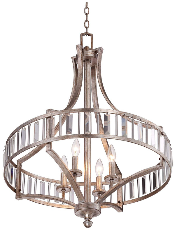 Art Deco Crystal Chandelier – 4-Light Silver Ceiling Fixture