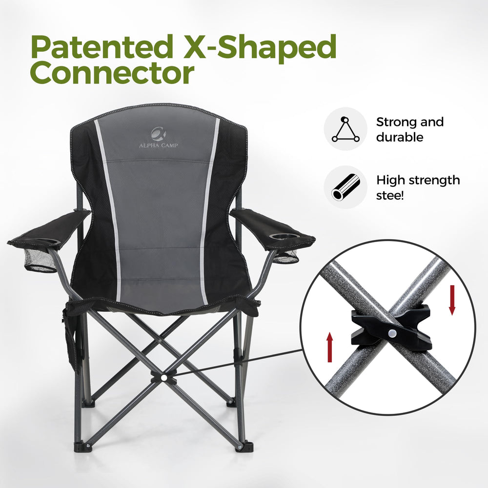 Oversized Folding Camping Chair with Cup Holder & Lumbar Support