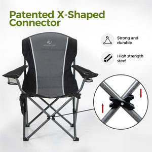 Oversized Folding Camping Chair with Cup Holder & Lumbar Support