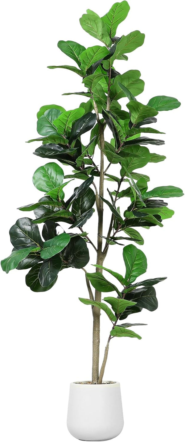 Artificial Fiddle Leaf Fig Tree with White Planter