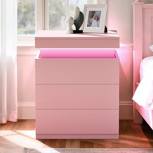 Nightstand with Charging Station and LED Lights