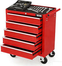 5-Drawer Rolling Tool Chest with Lockable Wheels & Top Cushion