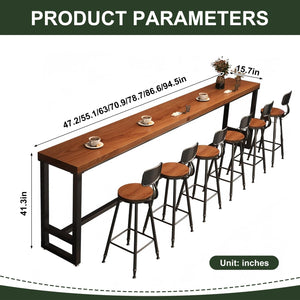 Solid Wood Bar Height Table with Metal Legs