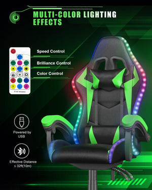 RGB Gaming Chair with Footrest & Lumbar Support