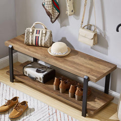 Industrial Entryway Storage Bench with Steel Frame — 47 Inch