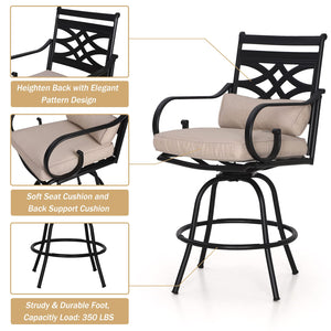 5-Piece Outdoor Counter Height Patio Bar Set with Swivel Stools