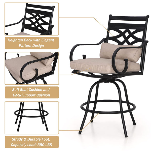 5-Piece Outdoor Counter Height Patio Bar Set with Swivel Stools