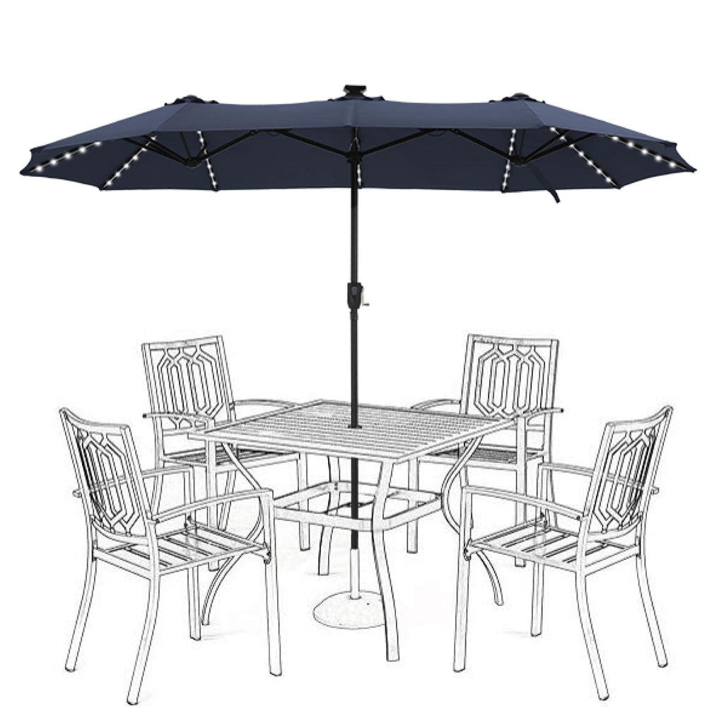 13 ft Double-Sided Patio Umbrella with 120 LED Solar Lights