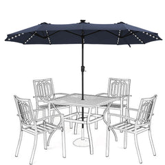 13 ft Double-Sided Patio Umbrella with 120 LED Solar Lights
