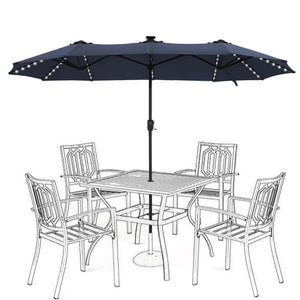 13 ft Double-Sided Patio Umbrella with 120 LED Solar Lights