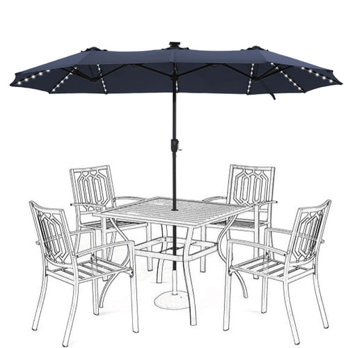 13 ft Double-Sided Patio Umbrella with 120 LED Solar Lights