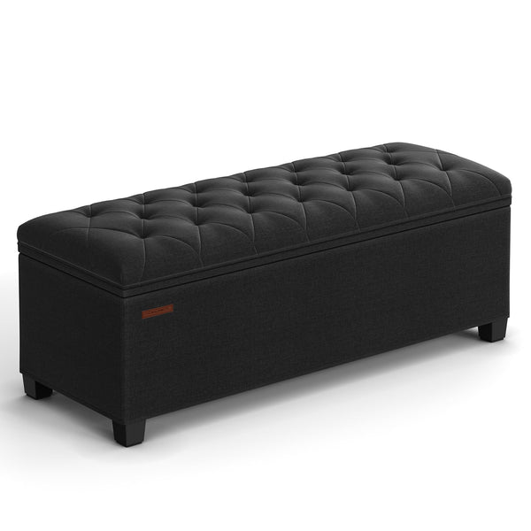 Storage Ottoman Bench with Lid & Legs – Tufted Linen Fabric, 660 lb Capacity