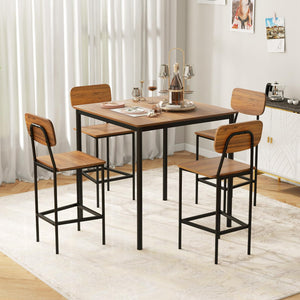 5-Piece Counter Height Dining Table Set with 4 Bar Stools