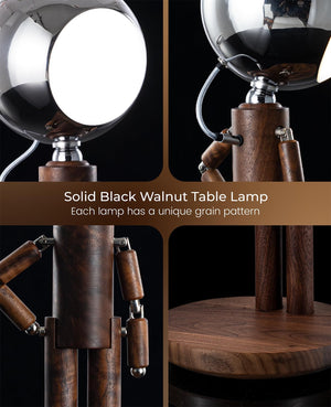 Cordless Rechargeable Wooden Table Lamp with Touch Control & Dimming