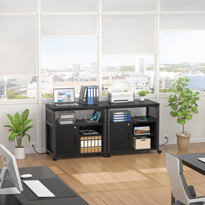 Lateral File Cabinet with Printer Stand & USB Charging