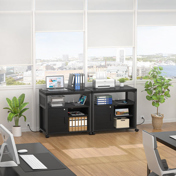 Lateral File Cabinet with Printer Stand & USB Charging