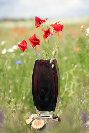 Amethyst Glass Vase — 10.25" Oblong Decorative Vase