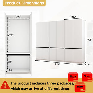White Wardrobe Closet with Doors & Hanging Rod