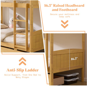 Twin Over Twin Bunk Bed with Storage Drawers