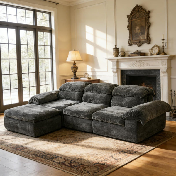 L-Shaped Modular Sectional Sofa with Deep Seat