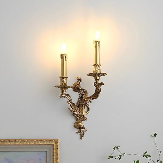 Brass Wall Sconce Mid Century Art Deco Candlestick Light