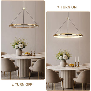 Gold Ring LED Pendant Light – Dimmable Geometric Chandelier