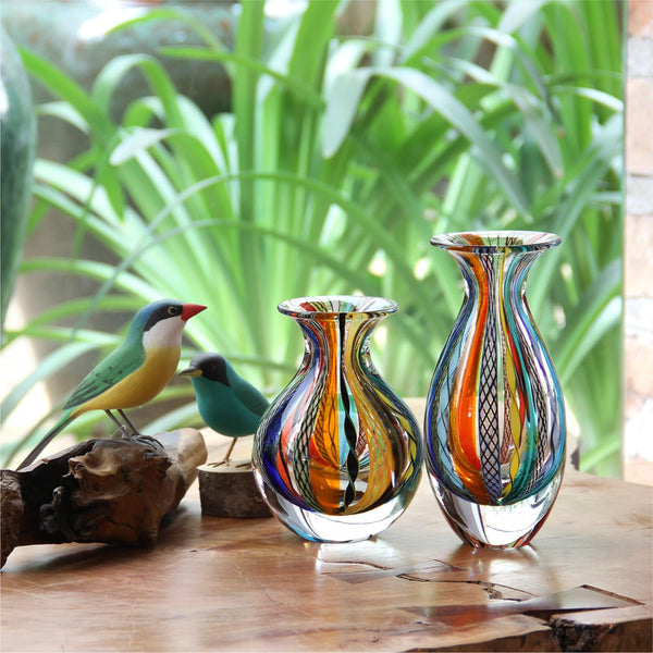 Hand Blown Small Glass Vases – Boho Murano Style