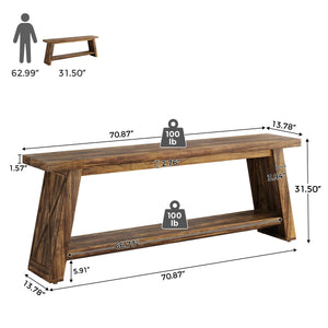 70.9" Farmhouse Console Table with 2-Tier Storage