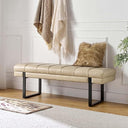 Upholstered Entryway Bench with Tufted Seat & Metal Legs