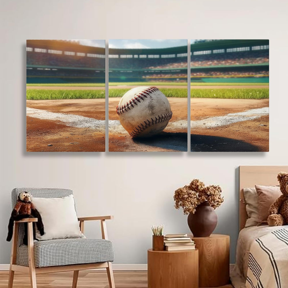 Baseball Canvas Wall Art Set of 3