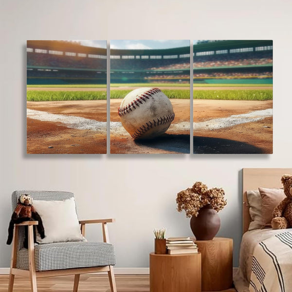 Baseball Canvas Wall Art Set of 3