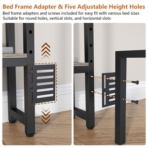 King Size Headboard with LED Lights, Charging Station & Storage Shelves