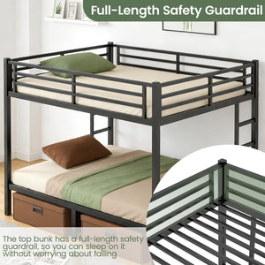Queen Over Queen Bunk Bed – Heavy Duty Metal Frame with Guardrails & Ladders