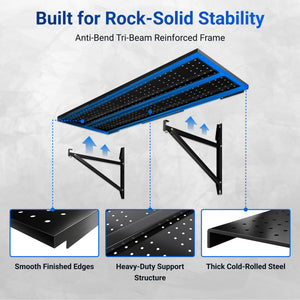Heavy-Duty Perforated Wall Shelf with 1400 lbs Capacity