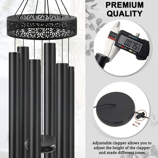 ASTARIN 48'' Wind Chimes for Outside Deep Tone - Large Windchimes with 6 Heavy Tubes, Outdoor Memorial Chimes Outdoor for Garden Hanging Décor,Sympathy Gifts，Black