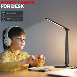 LED Desk Lamp with USB Charging Ports & Dimmable Light