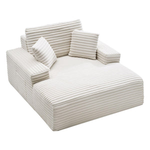 Oversized Faux Fur Chaise Lounge Chair with Pillows & Armrests