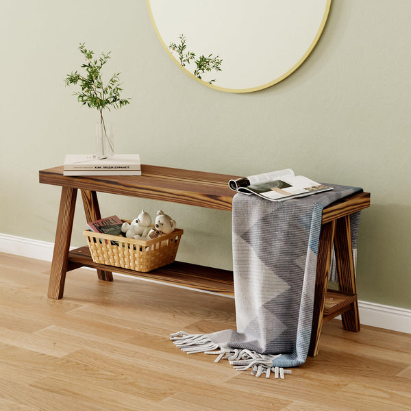 Farmhouse Wood Entryway Bench