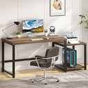 63-Inch Computer Desk with Printer Shelf & PC Tower Stand