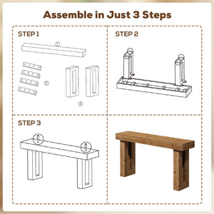 70-Inch Solid Wood Farmhouse Console Table