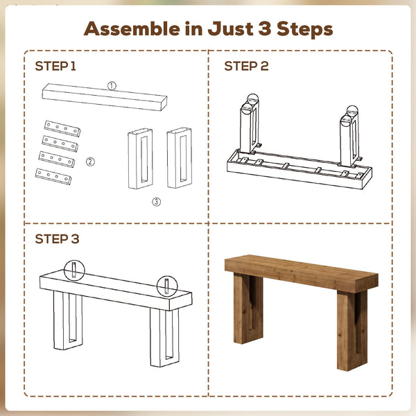 70-Inch Solid Wood Farmhouse Console Table
