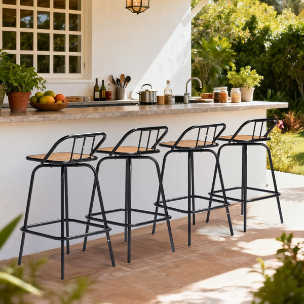 Outdoor Swivel Bar Stools 30 Inch, Set of 2 – Metal Barstools with Backrest & Footrest, 360° Rotating