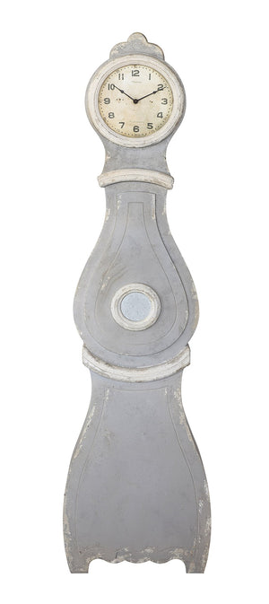 Distressed Grey Wood Grandfather Wall Clock