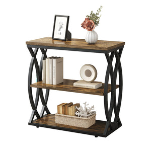 3-Tier Narrow End Table with Storage Shelves