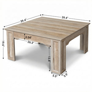 Square Farmhouse Coffee Table with Carved Legs