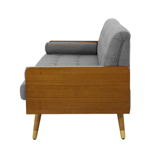 Mid-Century Modern Tufted Fabric Sofa