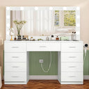 Vanity Desk with LED Mirror, Drawers & Charging Station
