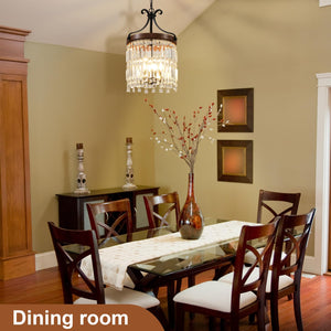 Small Crystal Chandelier 3-Light Farmhouse Pendant