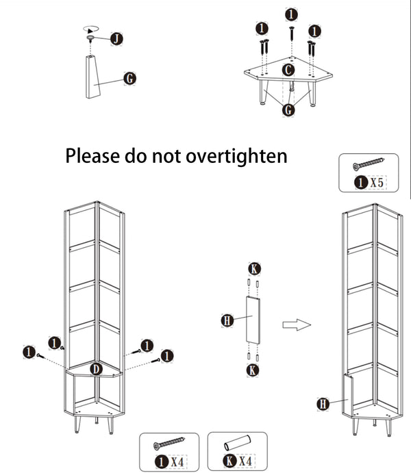 5-Tier Corner Bamboo Bookshelf